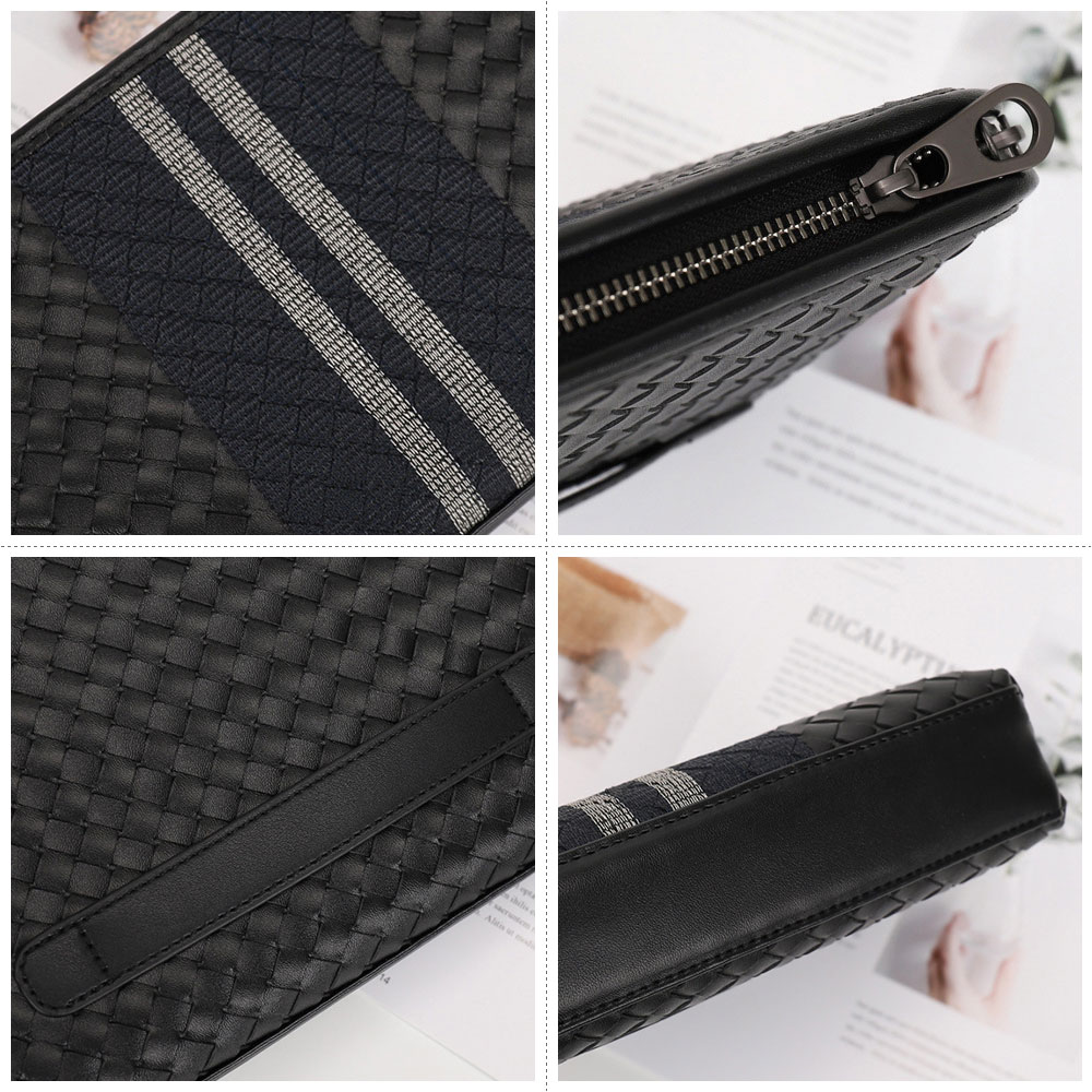 Whatna手作り編み込み ミニセカンドバッグ メンズ クラッチ バッグ小型 牛革 厚手 本革 6枚カード収納 ビジネス カジュアル フォーマル 通勤 冠婚葬祭 結婚式 バッグ 紳士用  男性用 黒 91106 4