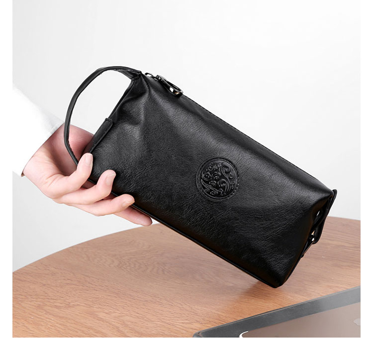 Whatna YJBBボックス型 ミクラッチ バッグ メンズ バッグ セカンドバッグ 小きめ 厚手 レザー本革 手持ちバッグ 結婚式 バッグ 冠婚葬祭バッグ 男性用 紳士用 通勤用 黒 （2001） 8