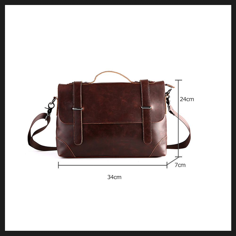 Whatna ビジネス バッグ メンズ 2way ショルダー 手提げ大容量 ブリーフケース A4 14インチPC ブラウン（8108） 3