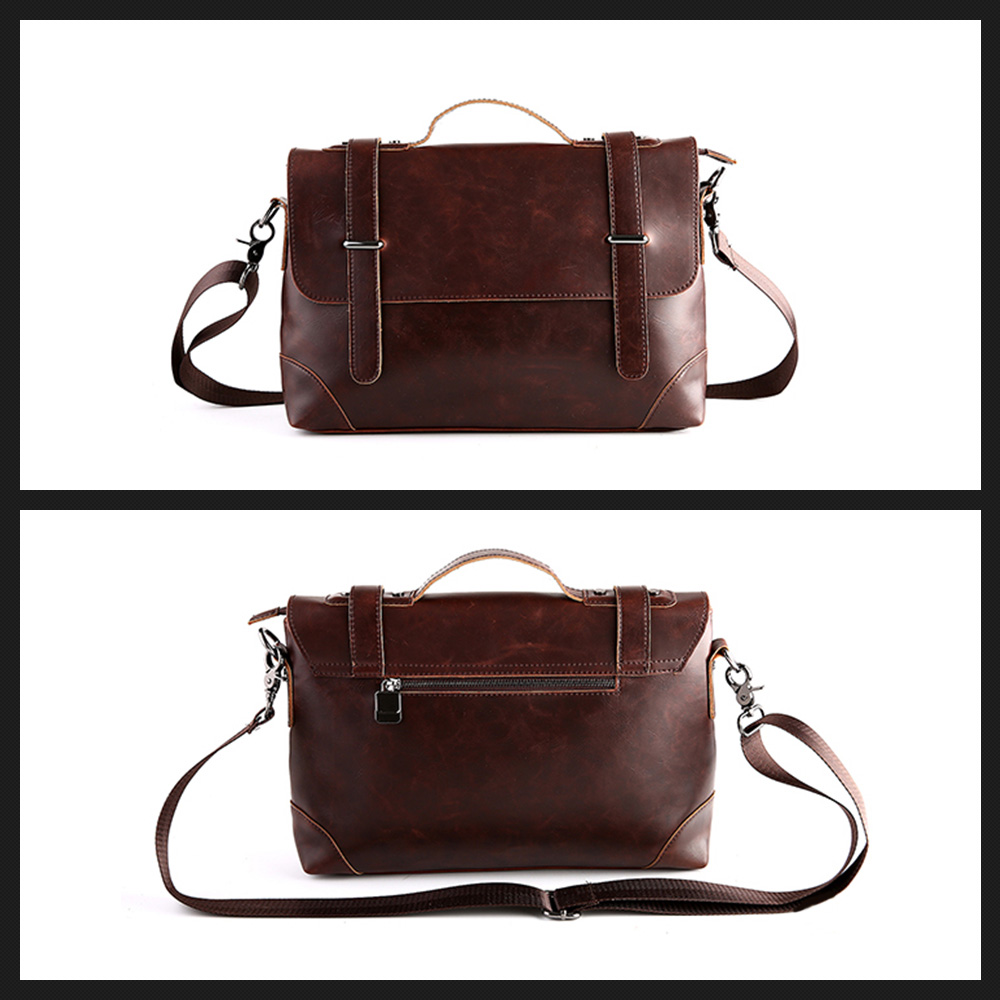 Whatna ビジネス バッグ メンズ 2way ショルダー 手提げ大容量 ブリーフケース A4 14インチPC ブラウン（8108） 2