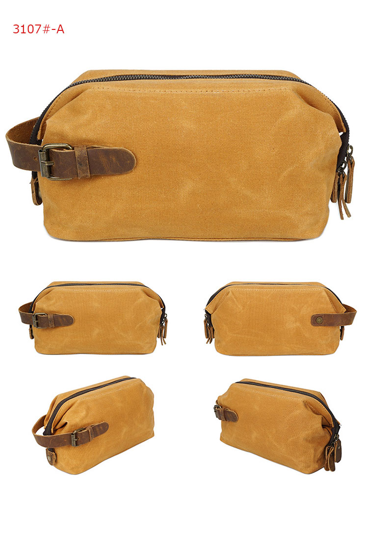 Whatna YJBBミニセカンドバッグ メンズ バッグ クラッチ バッグ 厚手 帆布x牛革 化粧かばん 手持ちバッグ 結婚式 バッグ フォーマル ビジネス 冠婚葬祭バッグ 男性用 紳士用 (3107#) 0