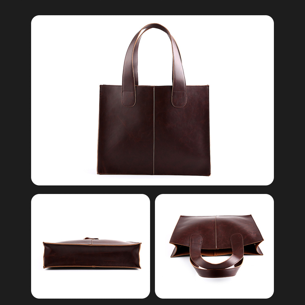 Whatna ビジネス バッグ メンズ 2way ショルダー 手提げ大容量 ブリーフケース A4 14インチPC ブラウン（2128） 2