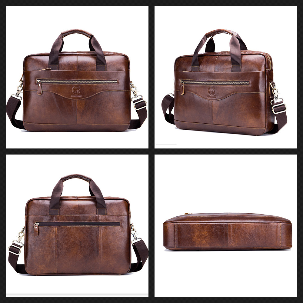 Whatna ビジネス バッグ メンズ 2way ショルダー 手提げ大容量 ブリーフケース A4 14インチPC黒 2