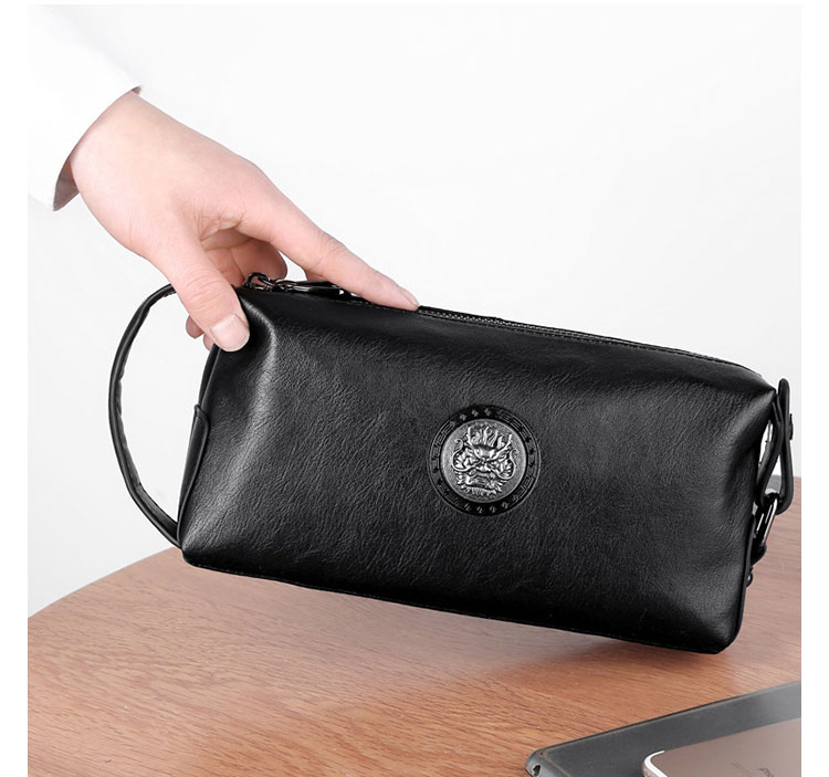 Whatna YJBBボックス型 ミクラッチ バッグ メンズ バッグ セカンドバッグ 小きめ 厚手 レザー本革 手持ちバッグ 結婚式 バッグ 冠婚葬祭バッグ 男性用 紳士用 通勤用 黒 （2001） 7