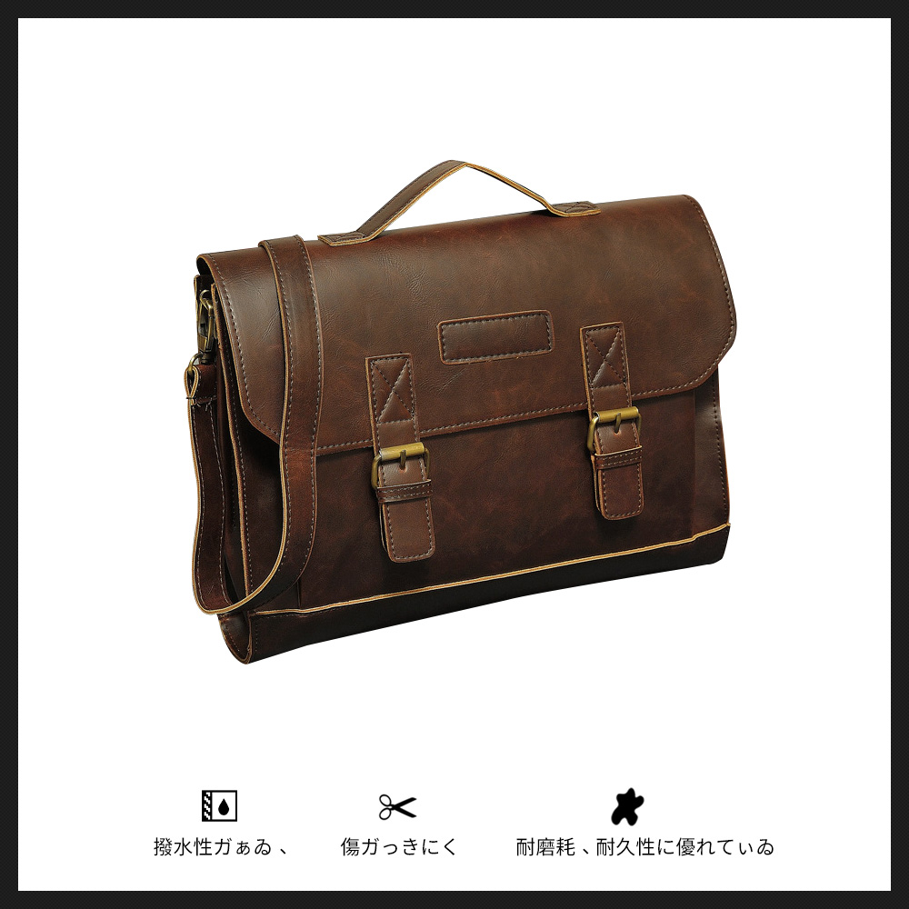 Whatna ビジネス バッグ メンズ 2way ショルダー 手提げ大容量 ブリーフケース A4 14インチPC対応黒 ブラウン(8102) 5