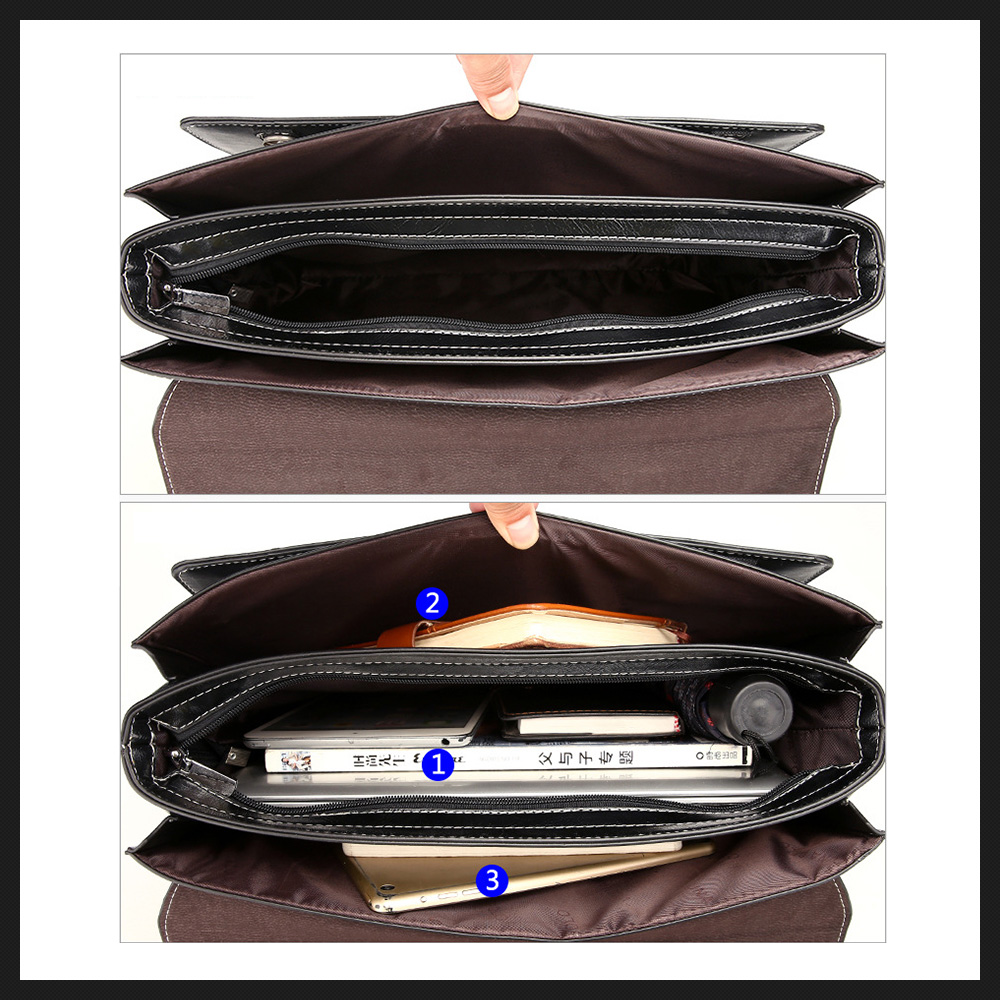 Whatna 革 ビジネスバッグメンズ 手提げ・ショルダー・リュックの3WAY パスワードロックボタン 盗難防止 厚手 レザーA4 14インチ収納可 大容量 旅行 出張用 通勤 通学 就活 面接 バッグ かばん 男性用 ブラウン 黒（9188） 4