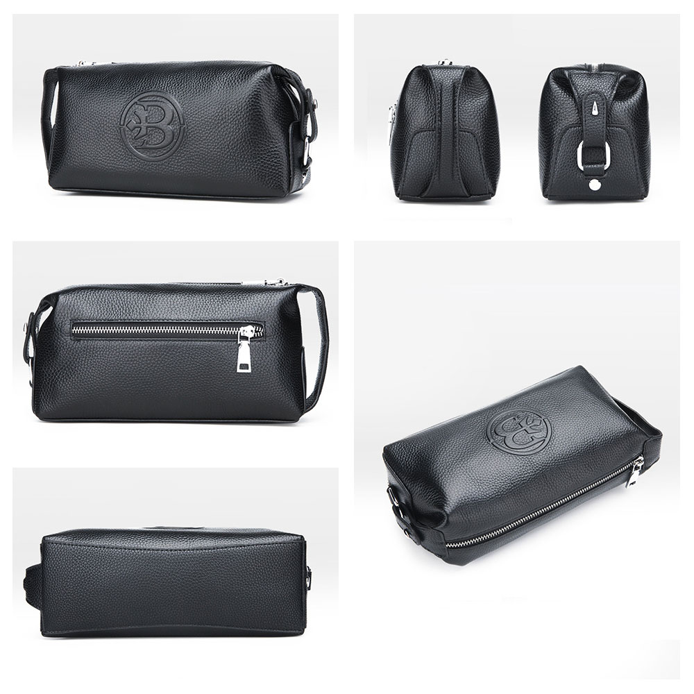 Whatna 2way 牛革 ミニセカンドバッグ メンズ クラッチ バッグ 本革 厚手 レザー 6枚カード収納 カジュアル フォーマル 冠婚葬祭 結婚式 バッグ紳士用 男性用 黑66111 2