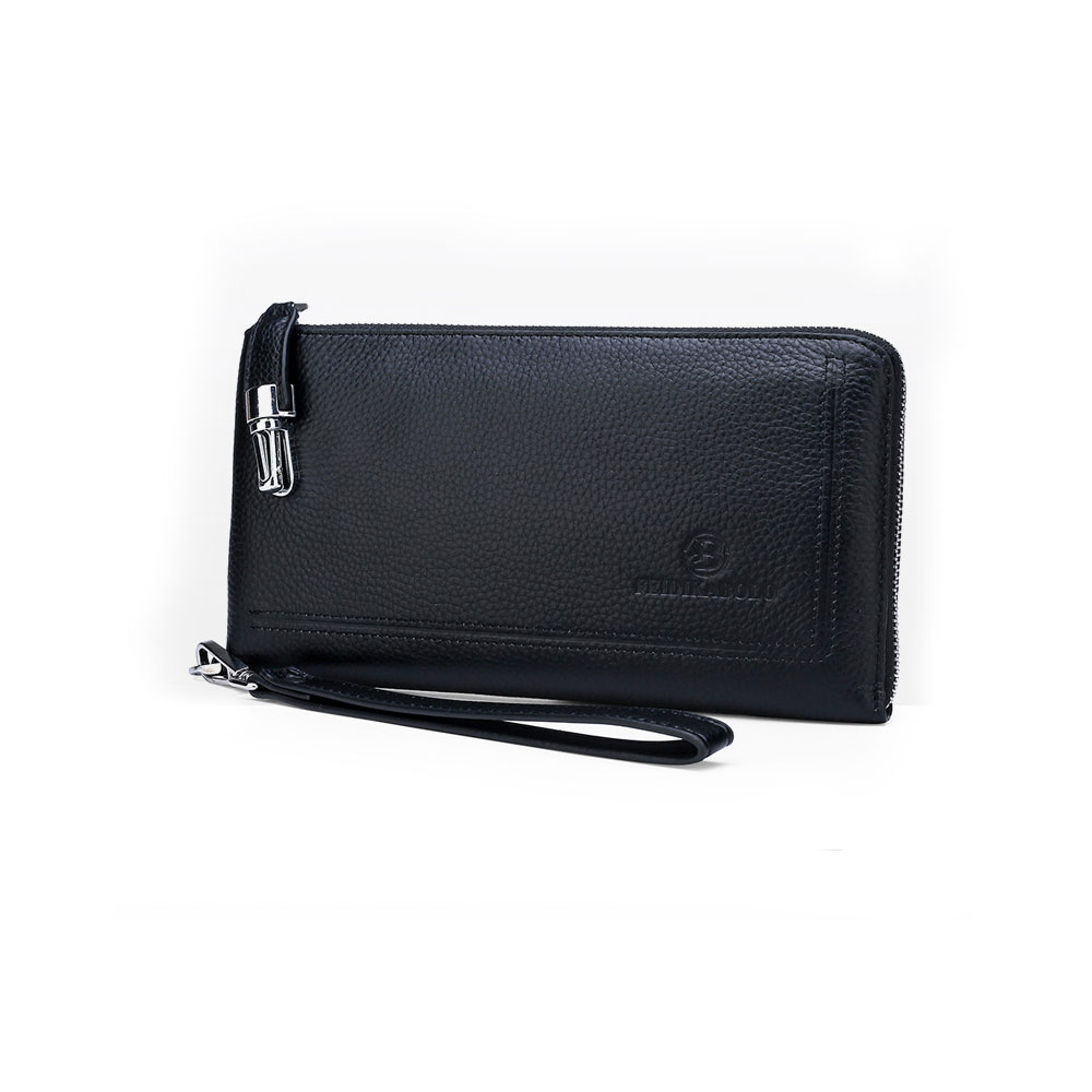 Whatna牛革ミニセカンドバッグ メンズ バッグ 6枚カード収納 盗難防止 厚手 レザー 本 革 2室仕切 小さめ クラッチバッグ 長財布 本革 手持ちバッグ メンズ ポーチ 男性用 紳士用 結婚式 バッグ冠婚葬祭 黒6015 0