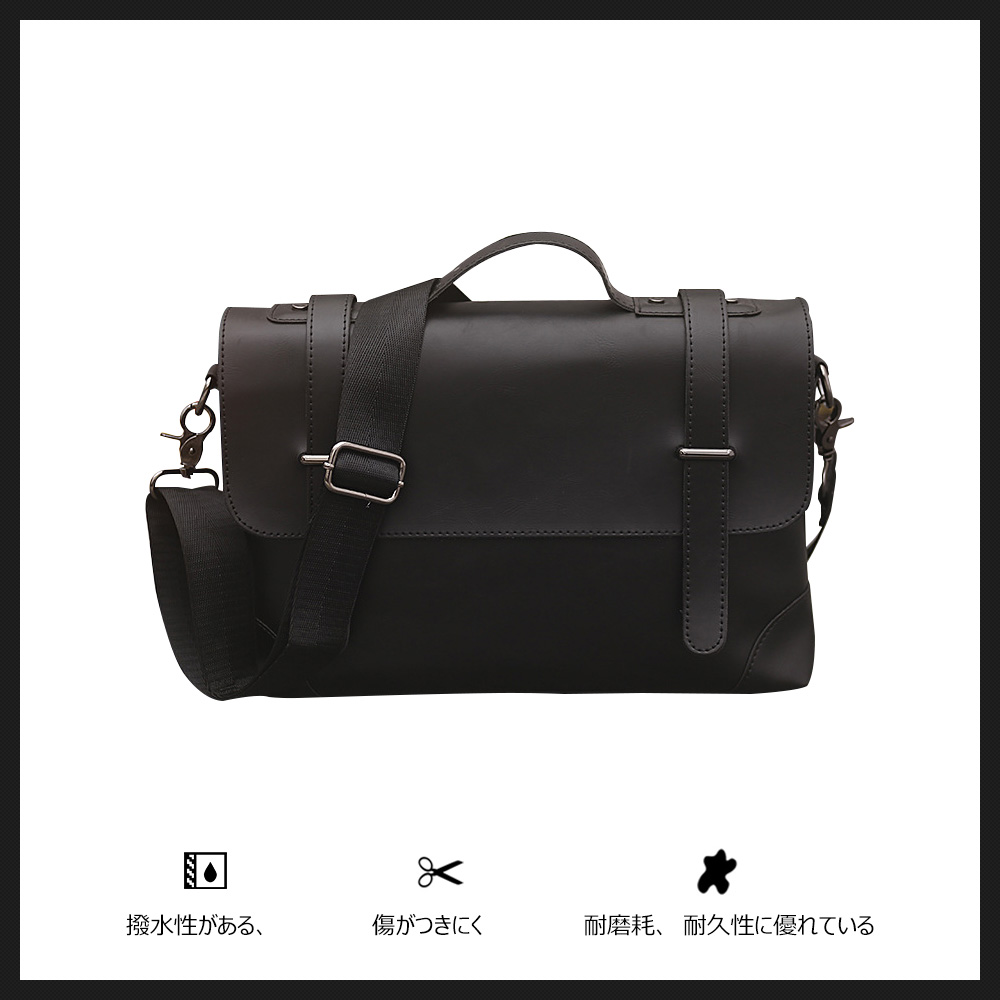 Whatna ビジネス バッグ メンズ 2way ショルダー 手提げ大容量 ブリーフケース A4 14インチPC ブラウン（8108） 6