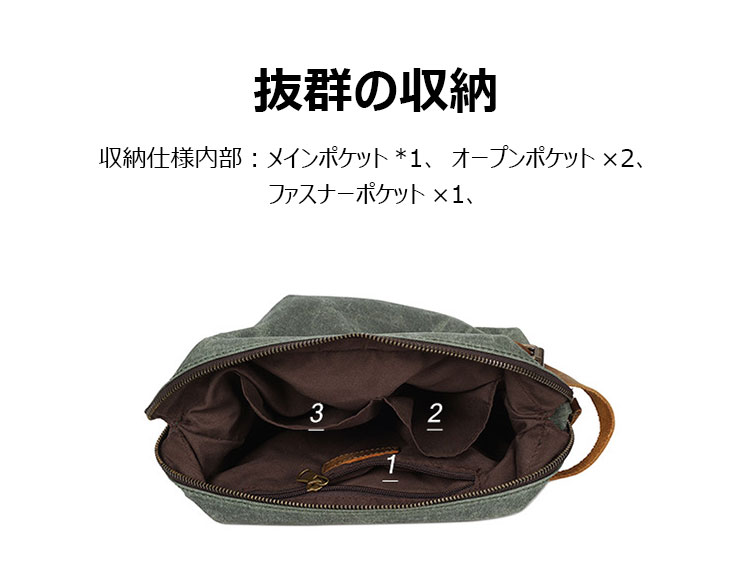 Whatna YJBBミニセカンドバッグ メンズ バッグ クラッチ バッグ 厚手 帆布x牛革 化粧かばん 手持ちバッグ 結婚式 バッグ フォーマル ビジネス 冠婚葬祭バッグ 男性用 紳士用 (3107#) 6