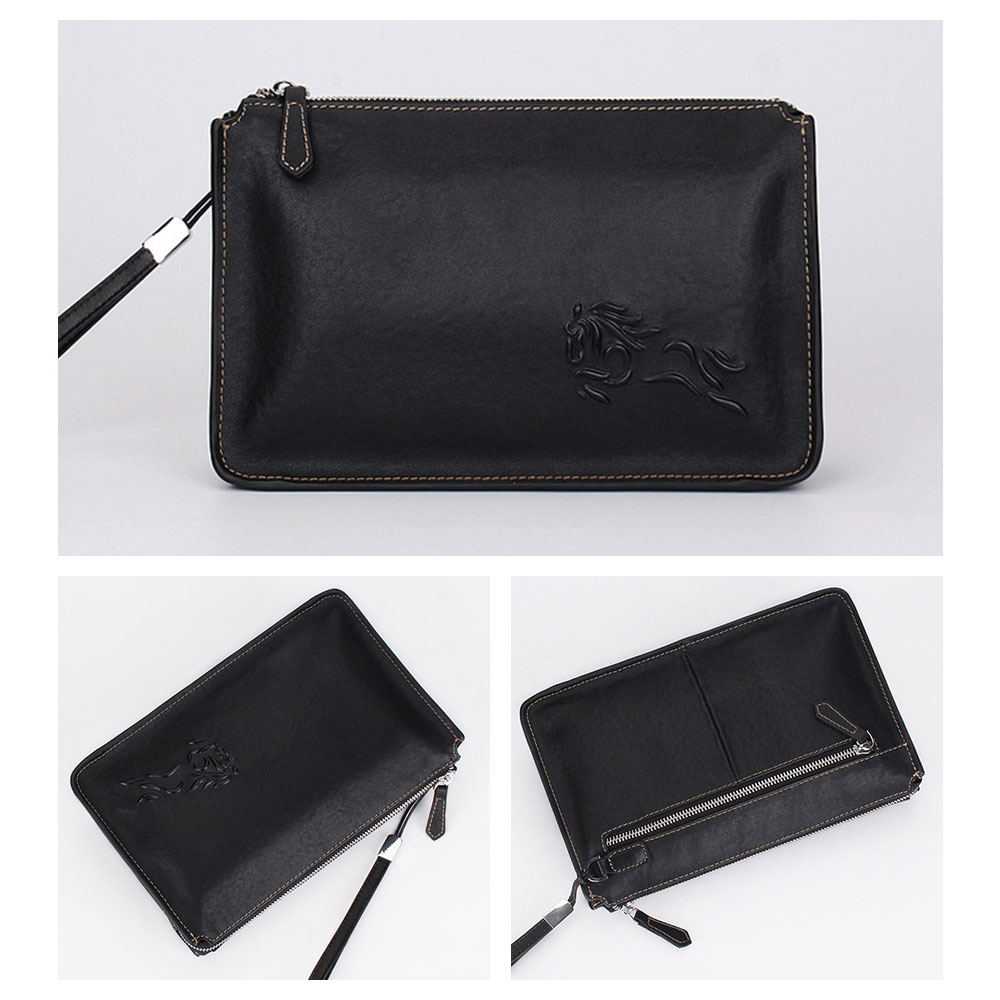 Whatna 2way 牛革 ミニセカンドバッグ メンズ クラッチ バッグ 厚手 本革 レザー 6枚カード収納 カジュアル フォーマル 冠婚葬祭 結婚式 バッグ紳士用 男性用 黒 R187 2