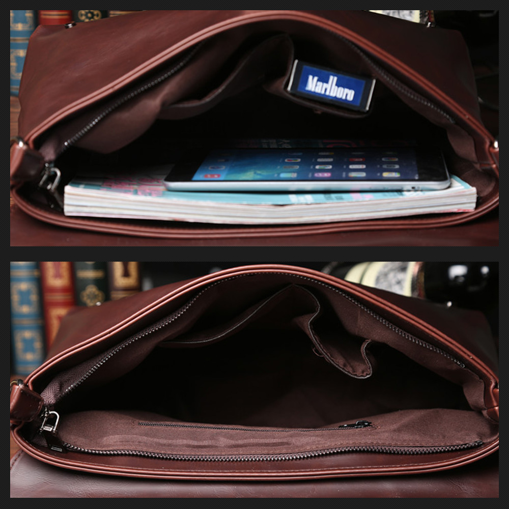 Whatna ビジネス バッグ メンズ 2way ショルダー 手提げ大容量 ブリーフケース A4 14インチPC ブラウン(6126) 3