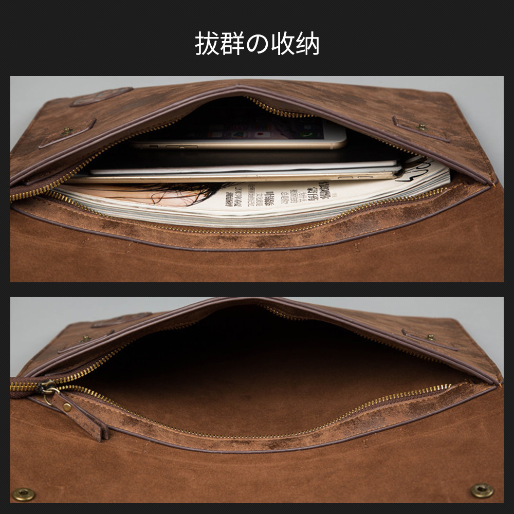 Whatna ビジネス バッグ メンズ 手提げ バッグ大容量 ブリーフケース A4 14インチPC ブラウン（8733） 2