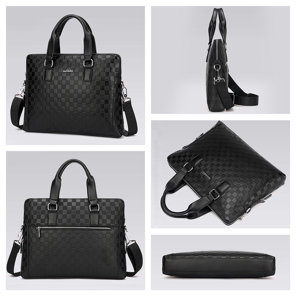 Whatna革 ビジネスバッグメンズ 2WAY 手提げ ショルダー バッグ 厚手 レザー 本 革 A4 14インチPC収納可旅行出 張用 通勤 通学 就活 面接 バッグ かばん 男性用 黒 ブラウン(9963-8) 5