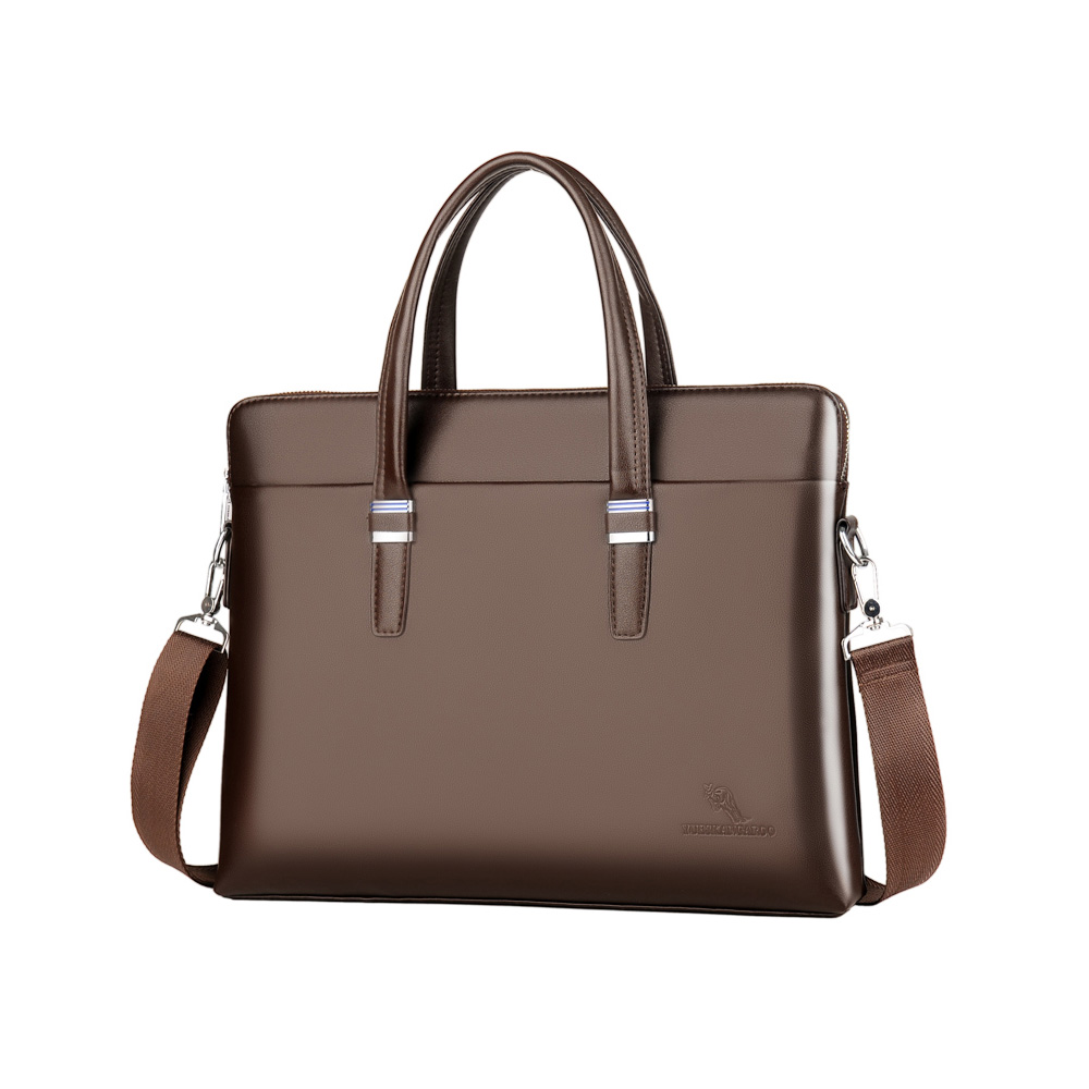 Whatna ビジネス バッグ メンズ 2way ショルダー 手提げ大容量 自立 ブリーフケース A4 14インチPC対応黒 ブラウン（HA-062） 1