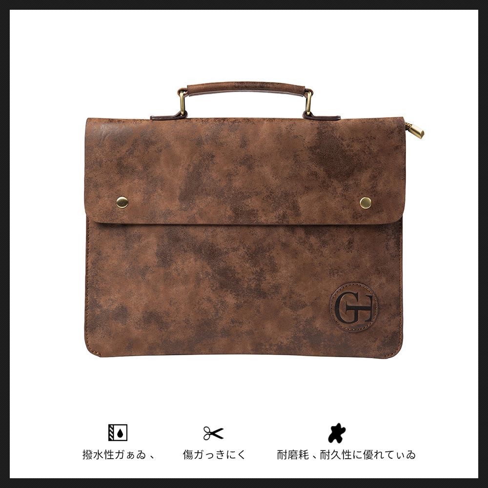 Whatna ビジネス バッグ メンズ 手提げ バッグ大容量 ブリーフケース A4 14インチPC ブラウン（8733） 4