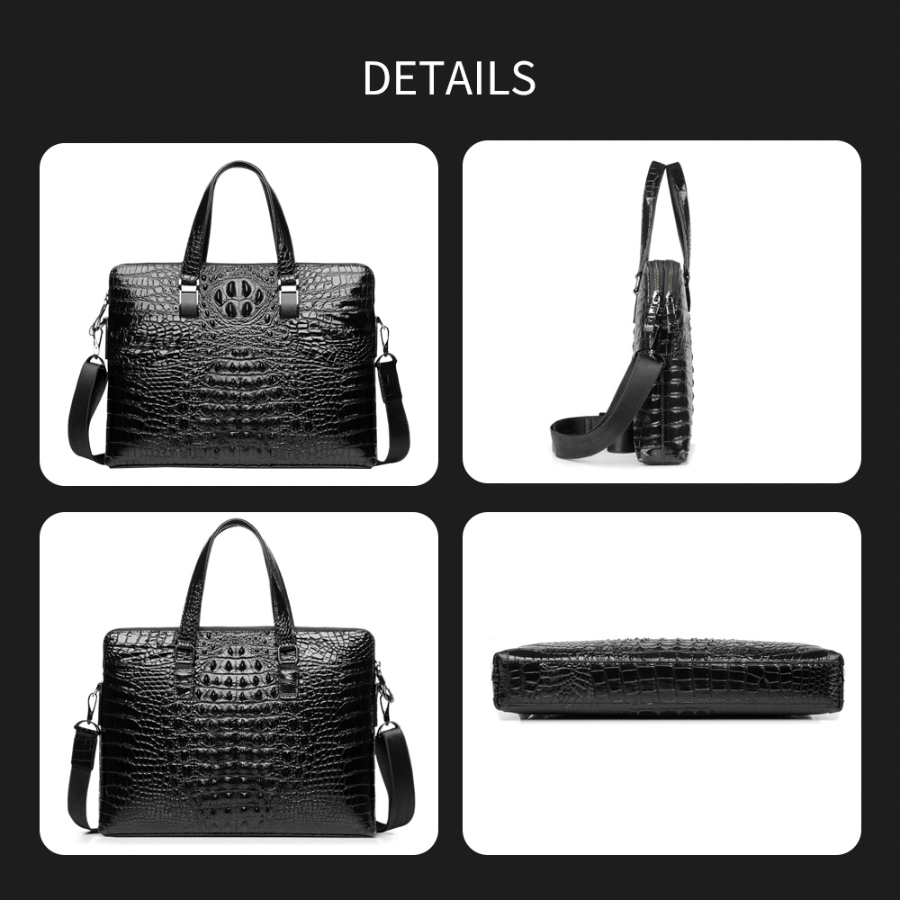 Whatna ビジネス バッグ メンズ 2way ショルダー 手提げ大容量 ブリーフケース A4 14インチPC黒 5