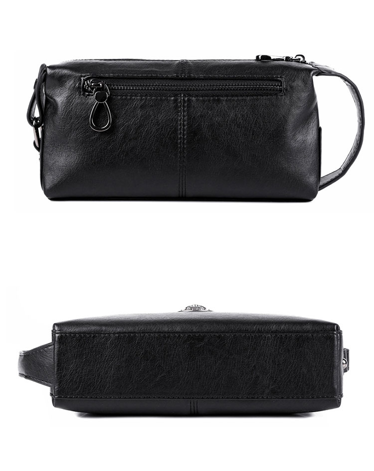 Whatna YJBBボックス型 ミクラッチ バッグ メンズ バッグ セカンドバッグ 小きめ 厚手 レザー本革 手持ちバッグ 結婚式 バッグ 冠婚葬祭バッグ 男性用 紳士用 通勤用 黒 （2001） 2