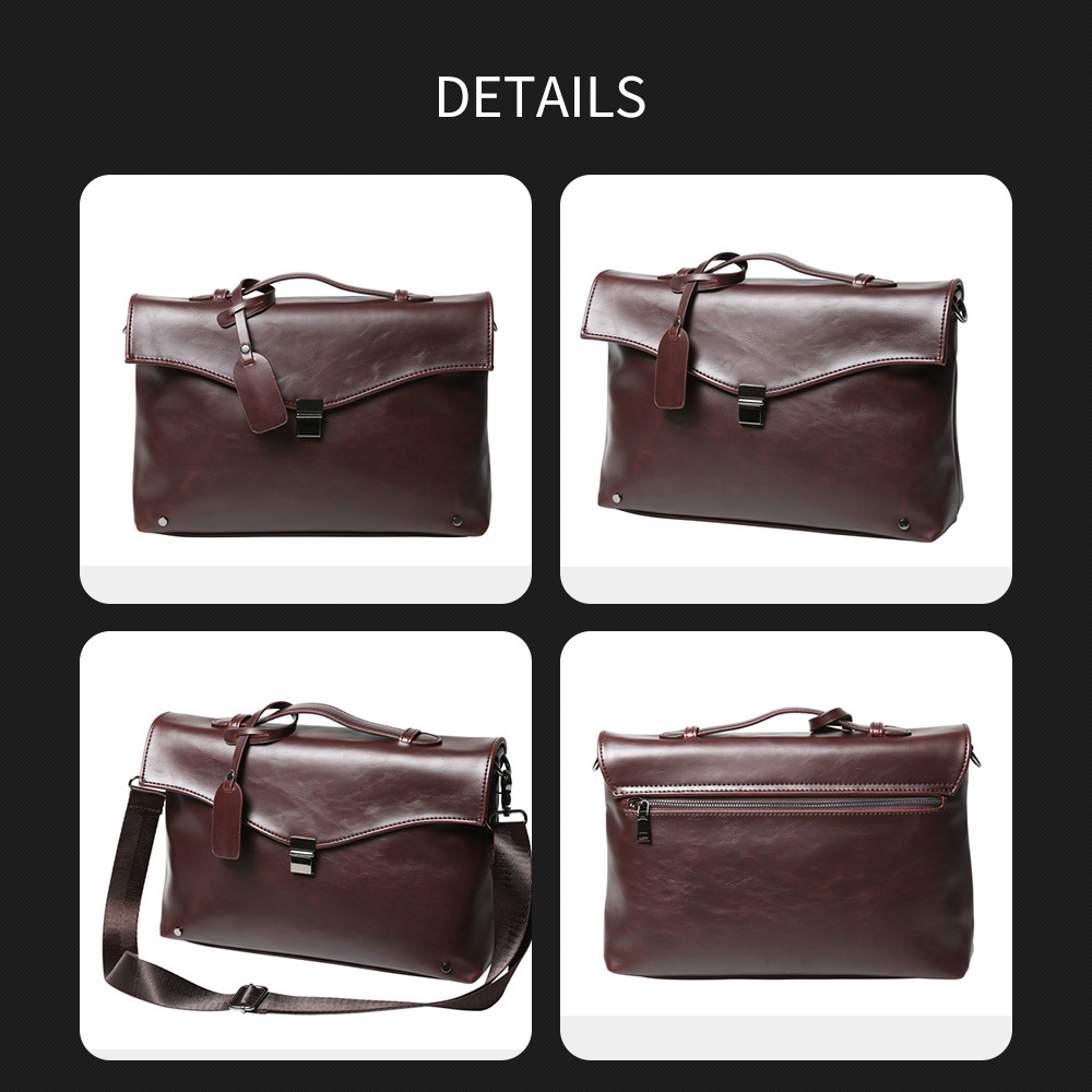 Whatna ビジネス バッグ メンズ 2way ショルダー 手提げ大容量 ブリーフケース A4 14インチPC ブラウン(6126) 2