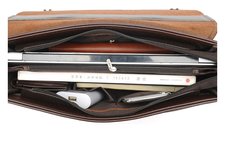 Whatna革 ショルダーバッグ メンズ ビジネスバッグ2way 斜め掛け 手提げ バッグA4 15インチpc 収納可 本 革 厚手 レザー 横型 ブリーフケース フォーマルバッグ 肩掛けバッグ プレゼント男性 绅士用 黒 ブラウン（1804） 7