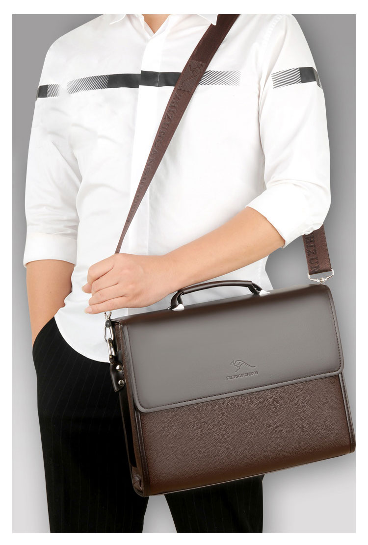 Whatna革 ショルダーバッグ メンズ ビジネスバッグ2way 斜め掛け 手提げ バッグA4 15インチpc 収納可 本 革 厚手 レザー 横型 ブリーフケース フォーマルバッグ 肩掛けバッグ プレゼント男性 绅士用 黒 ブラウン（1804） 12