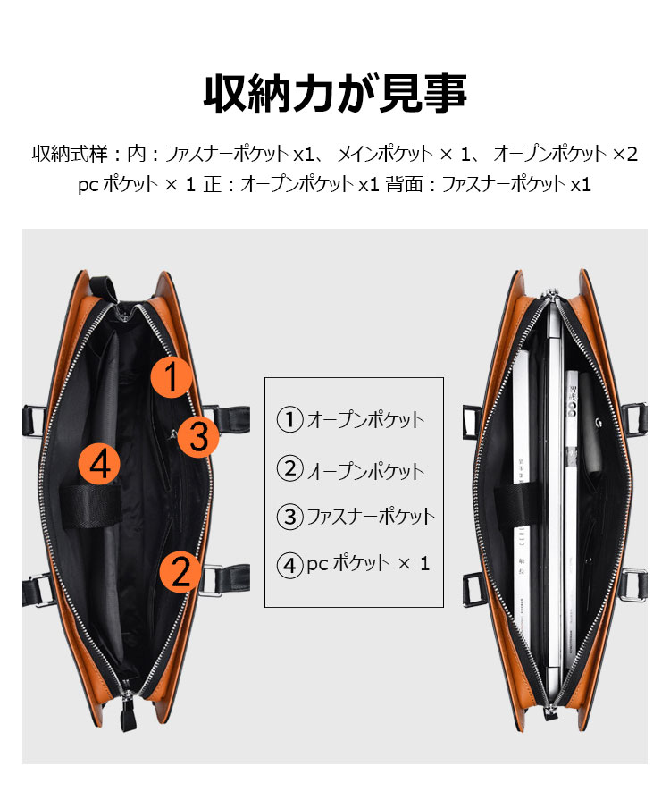 Whatna革 ショルダーバッグ メンズ ビジネスバッグ2way 斜め掛け 手提げ バッグA4 15.5インチpc 収納可 本 革 厚手 レザー 横型 ブリーフケース フォーマルバッグ 肩掛けバッグ プレゼント男性 绅士用 黒 ブラウン(0026) 5