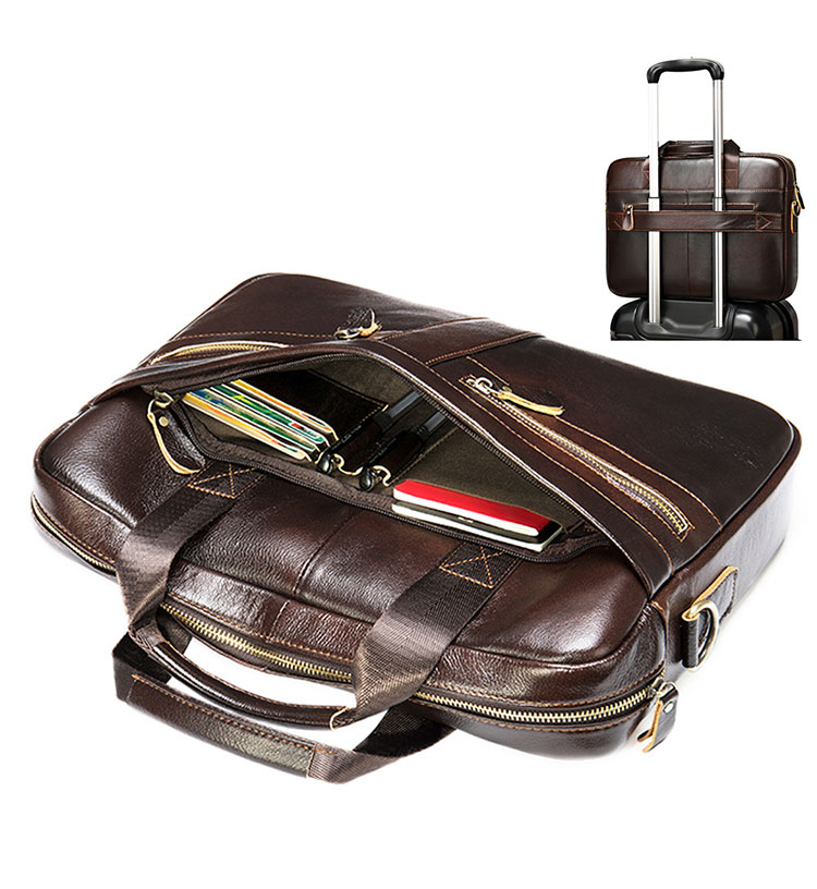 Whatna天然 牛革 ショルダーバッグ メンズ ビジネスバッグ 旅行バッグ2way 斜め掛け 手提げ バッグA4 15インチpc 収納可 本 革 厚手 レザー 横型 ブリーフケース フォーマルバッグ 肩掛けバッグ プレゼント男性 绅士用（2099） 4