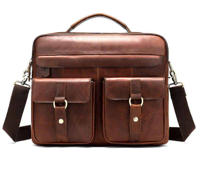 Whatna天然 牛革 ショルダーバッグ メンズ ビジネスバッグ 旅行バッグ2way 斜め掛け 手提げ バッグA4 14インチpc 収納可 本 革 厚手 レザー 横型 ブリーフケース フォーマルバッグ 肩掛けバッグ プレゼント男性 绅士用（8001） 3