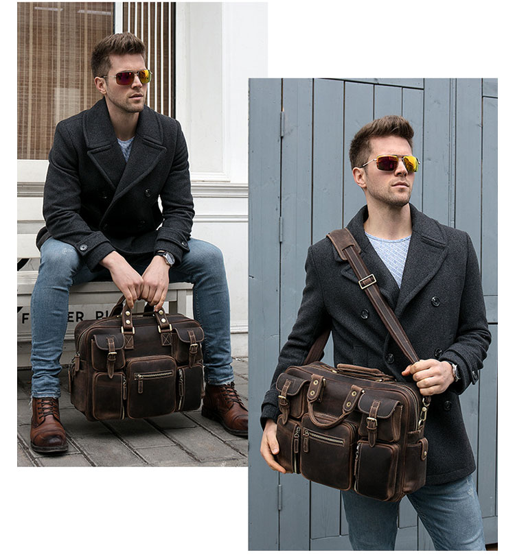 Whatna天然 牛革 ショルダーバッグ メンズ ビジネスバッグ 旅行バッグ2way 斜め掛け 手提げ バッグA3 16インチpc 収納可 本 革 厚手 レザー 横型 ブリーフケース フォーマルバッグ 肩掛けバッグ プレゼント男性 绅士用(8812) 11