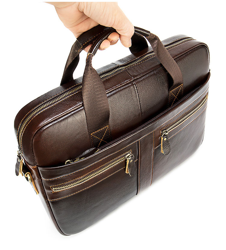 Whatna天然 牛革 ショルダーバッグ メンズ ビジネスバッグ 旅行バッグ2way 斜め掛け 手提げ バッグA4 15インチpc 収納可 本 革 厚手 レザー 横型 ブリーフケース フォーマルバッグ 肩掛けバッグ プレゼント男性 绅士用（2099） 7