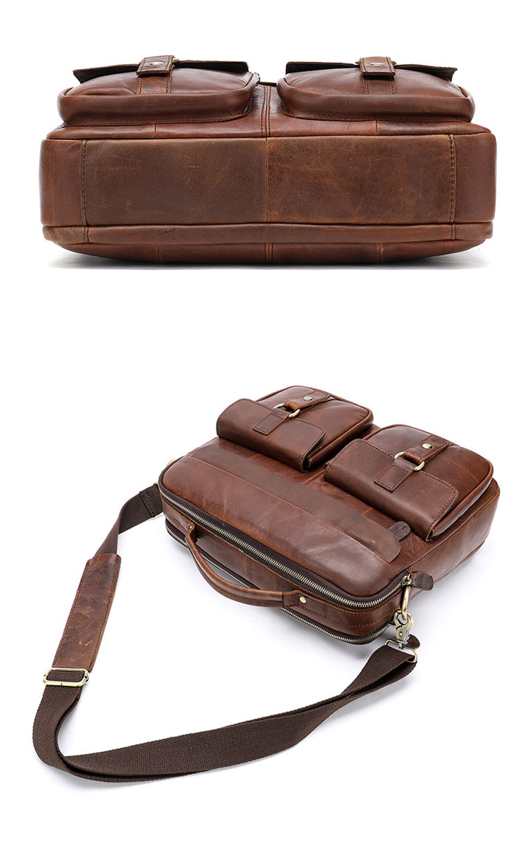 Whatna天然 牛革 ショルダーバッグ メンズ ビジネスバッグ 旅行バッグ2way 斜め掛け 手提げ バッグA4 14インチpc 収納可 本 革 厚手 レザー 横型 ブリーフケース フォーマルバッグ 肩掛けバッグ プレゼント男性 绅士用（8001） 6