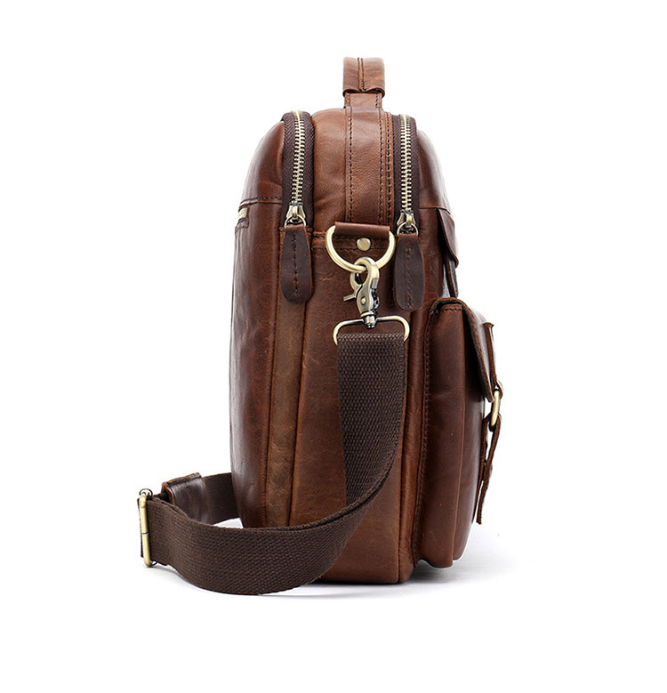 Whatna天然 牛革 ショルダーバッグ メンズ ビジネスバッグ 旅行バッグ2way 斜め掛け 手提げ バッグA4 14インチpc 収納可 本 革 厚手 レザー 横型 ブリーフケース フォーマルバッグ 肩掛けバッグ プレゼント男性 绅士用（8001） 5