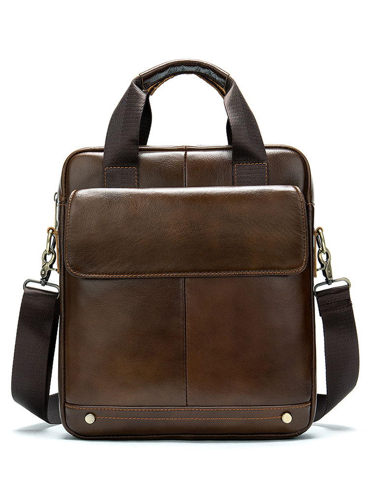 Whatna天然 牛革 ショルダーバッグ メンズ ビジネスバッグ 旅行バッグ2way 斜め掛け 手提げ バッグA4 13.3インチpc 収納可 本 革 厚手 レザー 横型 ブリーフケース フォーマルバッグ 肩掛けバッグ プレゼント男性 绅士用(8577) 0