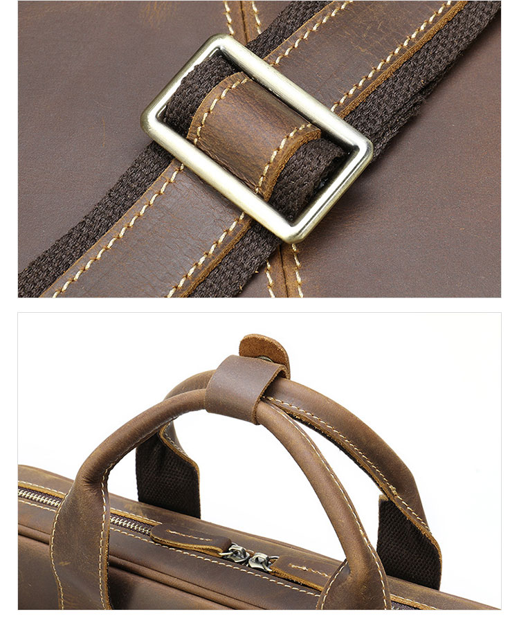 Whatna天然 牛革 ショルダーバッグ メンズ ビジネスバッグ 旅行バッグ2way 斜め掛け 手提げ バッグA4 15インチpc 収納可 本 革 厚手 レザー 横型 ブリーフケース フォーマルバッグ 肩掛けバッグ プレゼント男性 绅士用（1103） 5