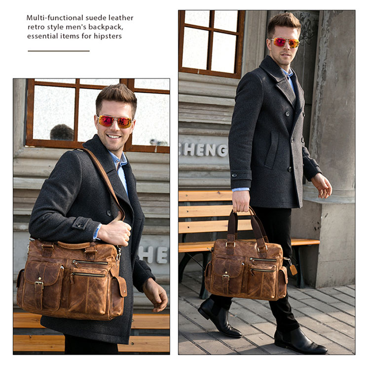 YJBB天然 牛革 ショルダーバッグ メンズ ビジネスバッグ 旅行バッグ2way 斜め掛け 手提げ バッグA4 15インチpc 収納可 本 革 厚手 レザー 横型 ブリーフケース フォーマルバッグ 肩掛けバッグ プレゼント男性 绅士用（8537） 9