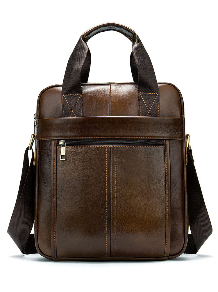 Whatna天然 牛革 ショルダーバッグ メンズ ビジネスバッグ 旅行バッグ2way 斜め掛け 手提げ バッグA4 13.3インチpc 収納可 本 革 厚手 レザー 横型 ブリーフケース フォーマルバッグ 肩掛けバッグ プレゼント男性 绅士用(8577) 4