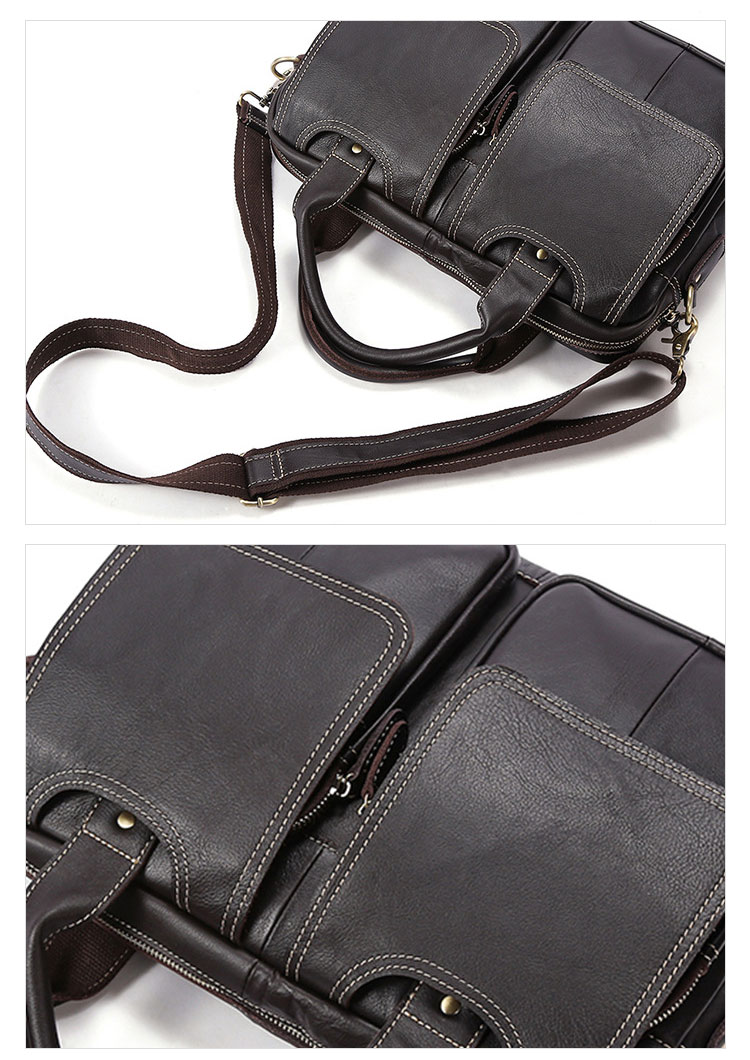 Whatna天然 牛革 ショルダーバッグ メンズ ビジネスバッグ 旅行バッグ2way 斜め掛け 手提げ バッグA4 15インチpc 収納可 本 革 厚手 レザー 横型 ブリーフケース フォーマルバッグ 肩掛けバッグ プレゼント男性 绅士用(8002) 10