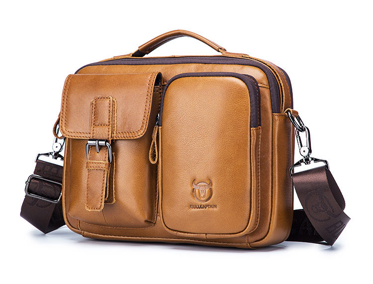 Whatna天然 牛革 ショルダーバッグ メンズ ビジネスバッグ 旅行バッグ2way 斜め掛け 手提げ バッグ10.5ipad収納可 本 革 厚手 レザー 横型 ブリーフケース フォーマルバッグ 肩掛けバッグ プレゼント男性 绅士用（036） 1