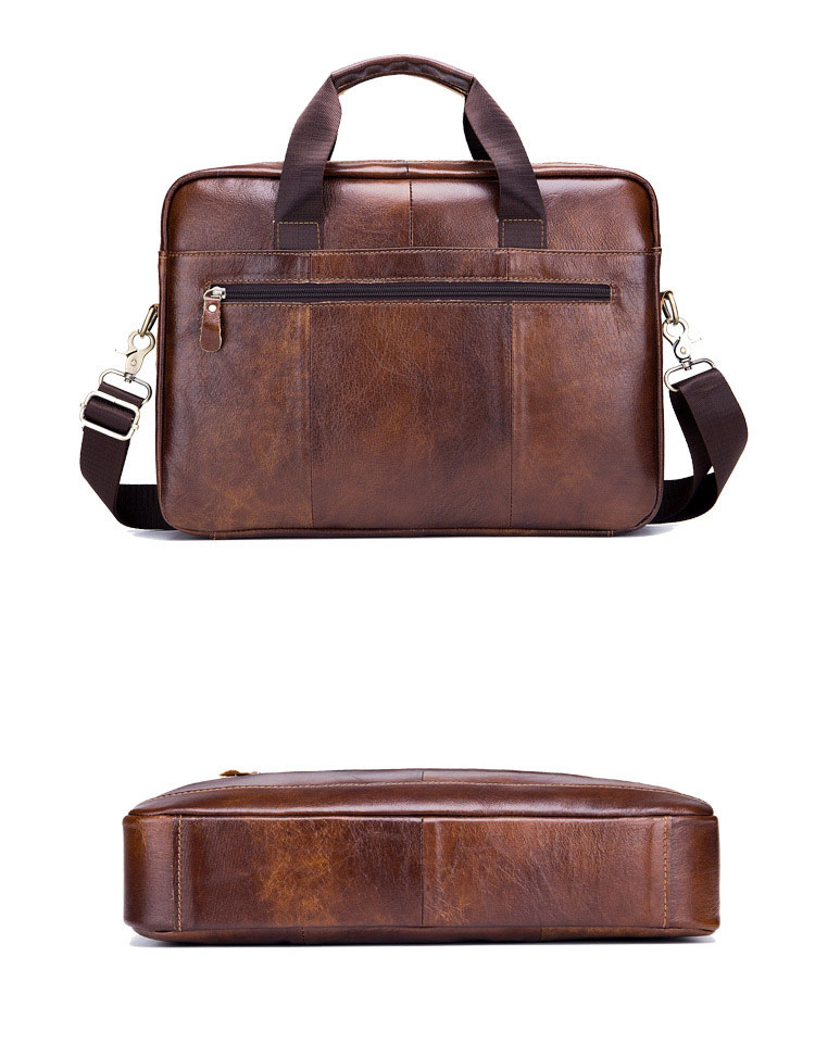 Whatna天然 牛革 ショルダーバッグ メンズ ビジネスバッグ 旅行バッグ2way 斜め掛け 手提げ バッグA4 15インチpc 収納可 本 革 厚手 レザー 横型 ブリーフケース フォーマルバッグ 肩掛けバッグ プレゼント男性 绅士用（044） 3