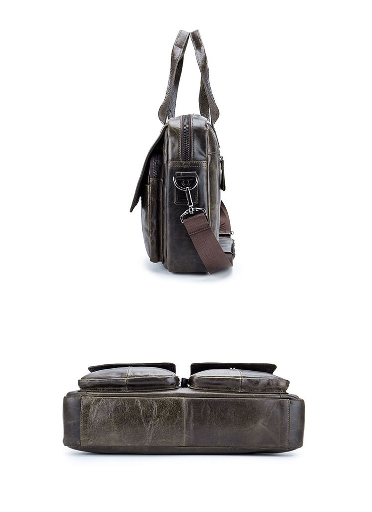 Whatna天然 牛革 ショルダーバッグ メンズ ビジネスバッグ 旅行バッグ2way 斜め掛け 手提げ バッグA4 15インチpc 収納可 本 革 厚手 レザー 横型 ブリーフケース フォーマルバッグ 肩掛けバッグ プレゼント男性 绅士用(042) 3