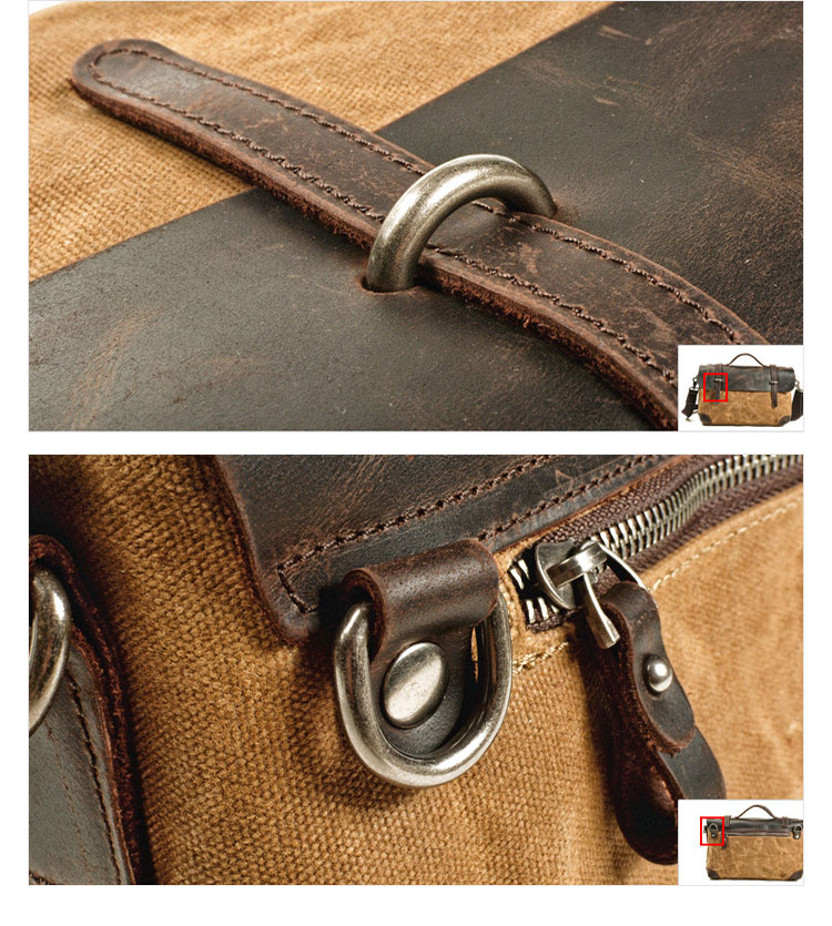 Whatna帆布x牛革 ショルダーバッグ メンズ ビジネスバッグ 旅行バッグ2way 斜め掛け 手提げ バッグA4 横型 ブリーフケース フォーマルバッグ 肩掛けバッグ プレゼント男性 绅士用（6608） 10