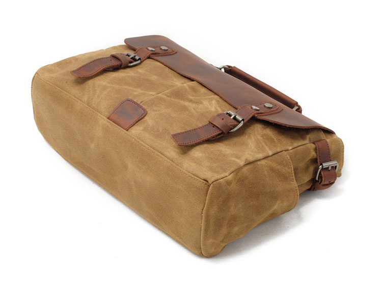 Whatna帆布x牛革 ショルダーバッグ メンズ ビジネスバッグ 旅行バッグ2way 斜め掛け 手提げ バッグA4 15インチpc 収納可 横型 ブリーフケース フォーマルバッグ 肩掛けバッグ プレゼント男性 绅士用(16960) 7