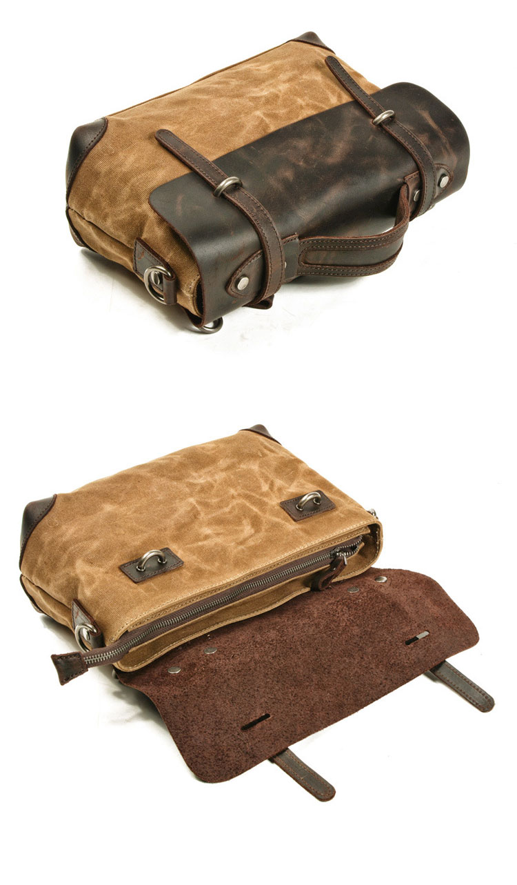 Whatna帆布x牛革 ショルダーバッグ メンズ ビジネスバッグ 旅行バッグ2way 斜め掛け 手提げ バッグA4 横型 ブリーフケース フォーマルバッグ 肩掛けバッグ プレゼント男性 绅士用（6608） 5