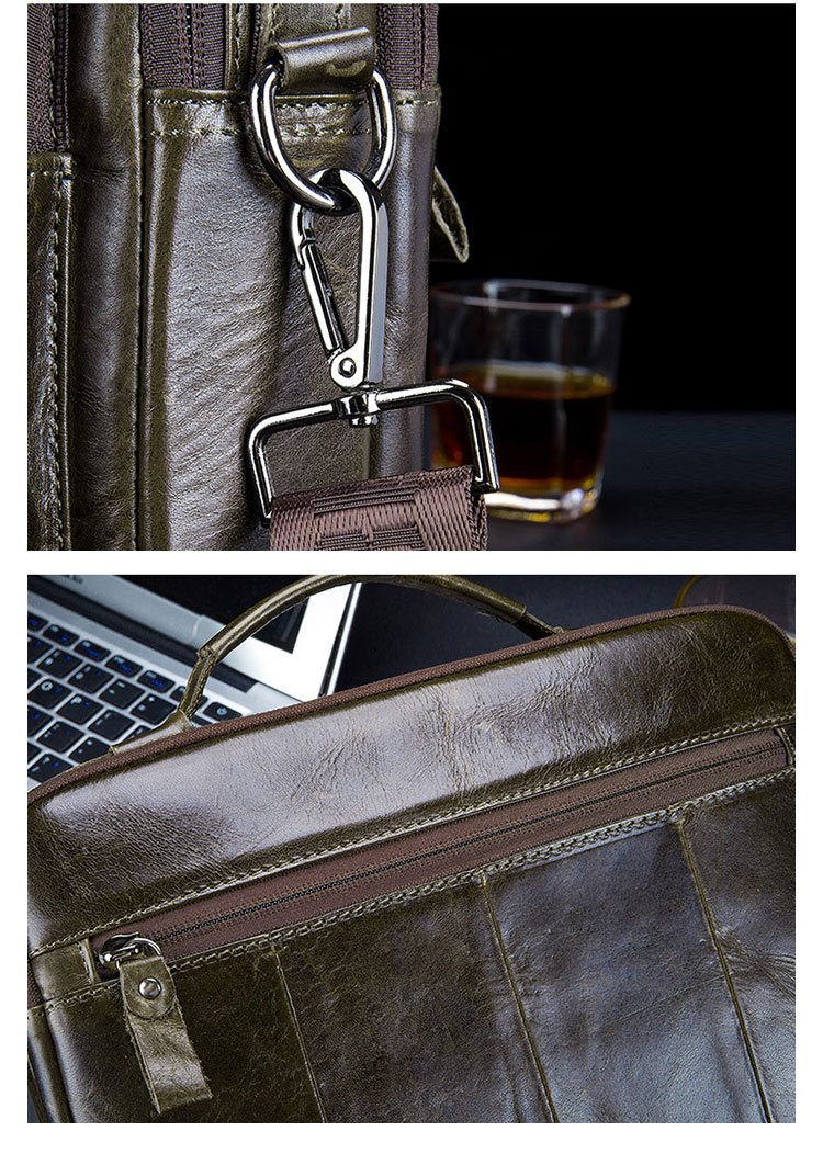 Whatna天然 牛革 ショルダーバッグ メンズ ビジネスバッグ 旅行バッグ2way 斜め掛け 手提げ バッグ10.5ipad収納可 本 革 厚手 レザー 横型 ブリーフケース フォーマルバッグ 肩掛けバッグ プレゼント男性 绅士用（036） 9