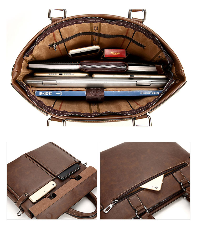 Whatna革 ショルダーバッグ メンズ ビジネスバッグ 旅行バッグ2way 斜め掛け 手提げ バッグA4 横型 ブリーフケース フォーマルバッグ 肩掛けバッグ プレゼント男性 绅士用（023-8006） 10