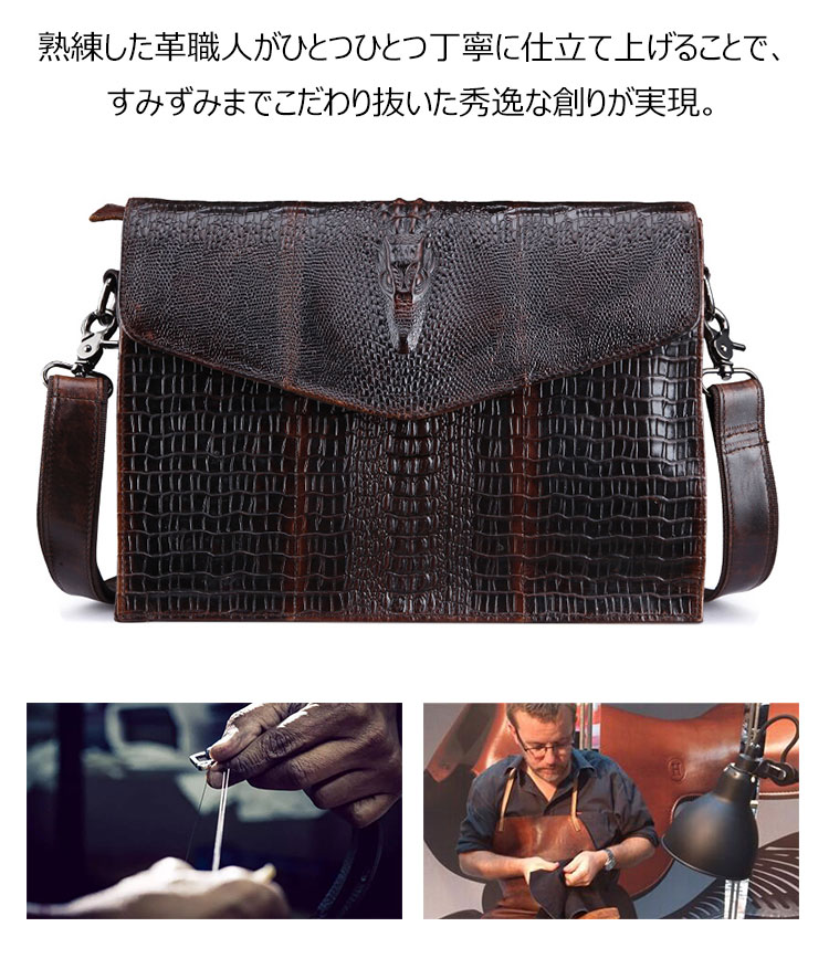 Whatna天然 牛革 ショルダーバッグ メンズ ビジネスバッグ 旅行バッグ 斜め掛け バッグA4 収納可 本 革 厚手 レザー 横型 ブリーフケース フォーマルバッグ 肩掛けバッグ プレゼント男性 绅士用（YJBB-1118） 5