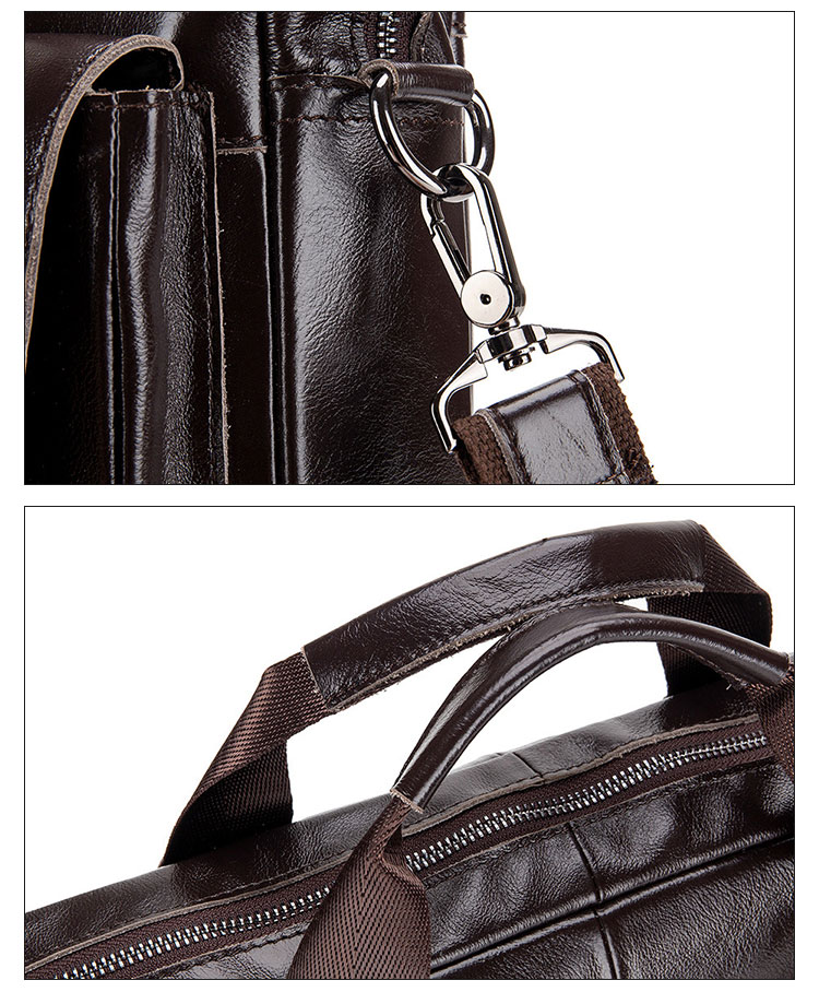 Whatna天然 牛革 ショルダーバッグ メンズ ビジネスバッグ 旅行バッグ2way 斜め掛け 手提げ バッグA4 15インチpc 収納可 本 革 厚手 レザー 横型 ブリーフケース フォーマルバッグ 肩掛けバッグ プレゼント男性 绅士用（91503） 6