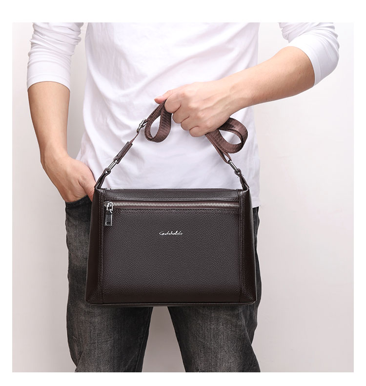 Whatna天然 牛革 ショルダーバッグ メンズ ビジネスバッグ 旅行バッグ 斜め掛け バッグA4 収納可 本 革 厚手 レザー 横型 ブリーフケース フォーマルバッグ 肩掛けバッグ プレゼント男性 绅士用(6188) 9