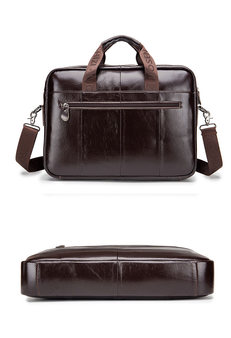 Whatna天然 牛革 ショルダーバッグ メンズ ビジネスバッグ 旅行バッグ2way 斜め掛け 手提げ バッグA4 15インチpc 収納可 本 革 厚手 レザー 横型 ブリーフケース フォーマルバッグ 肩掛けバッグ プレゼント男性 绅士用（91504） 3