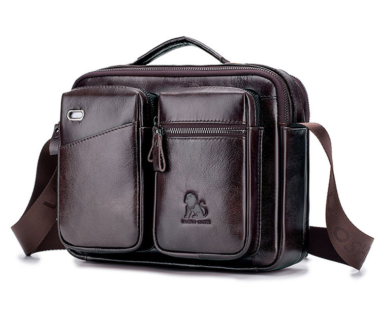 Whatna天然 牛革 ショルダーバッグ メンズ ビジネスバッグ 旅行バッグ2way 斜め掛け 手提げ バッグ10.5ipad収納可 本 革 厚手 レザー 横型 ブリーフケース フォーマルバッグ 肩掛けバッグ プレゼント男性 绅士用（91208） 1